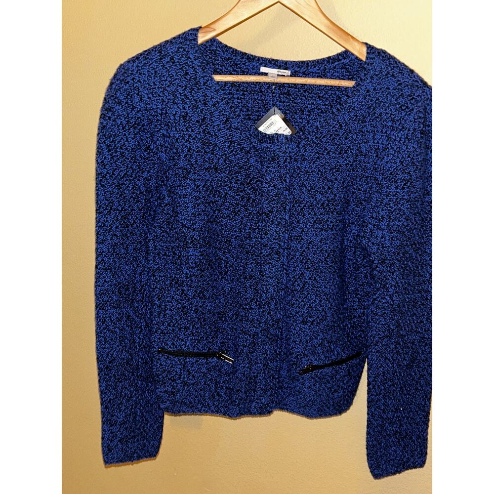 Halogen Mazarine Preppy Academia Old Money Scandi Front Zipper Pocket Cardigan